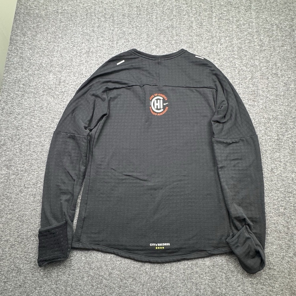 Nike Running Shirt Mens Small Black Therma Fit Waffle Pullover Chicago Marathon - Picture 8 of 16